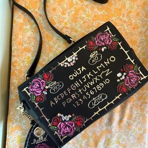 Betsey Johnson Black Ouija Board Crossbody Bag